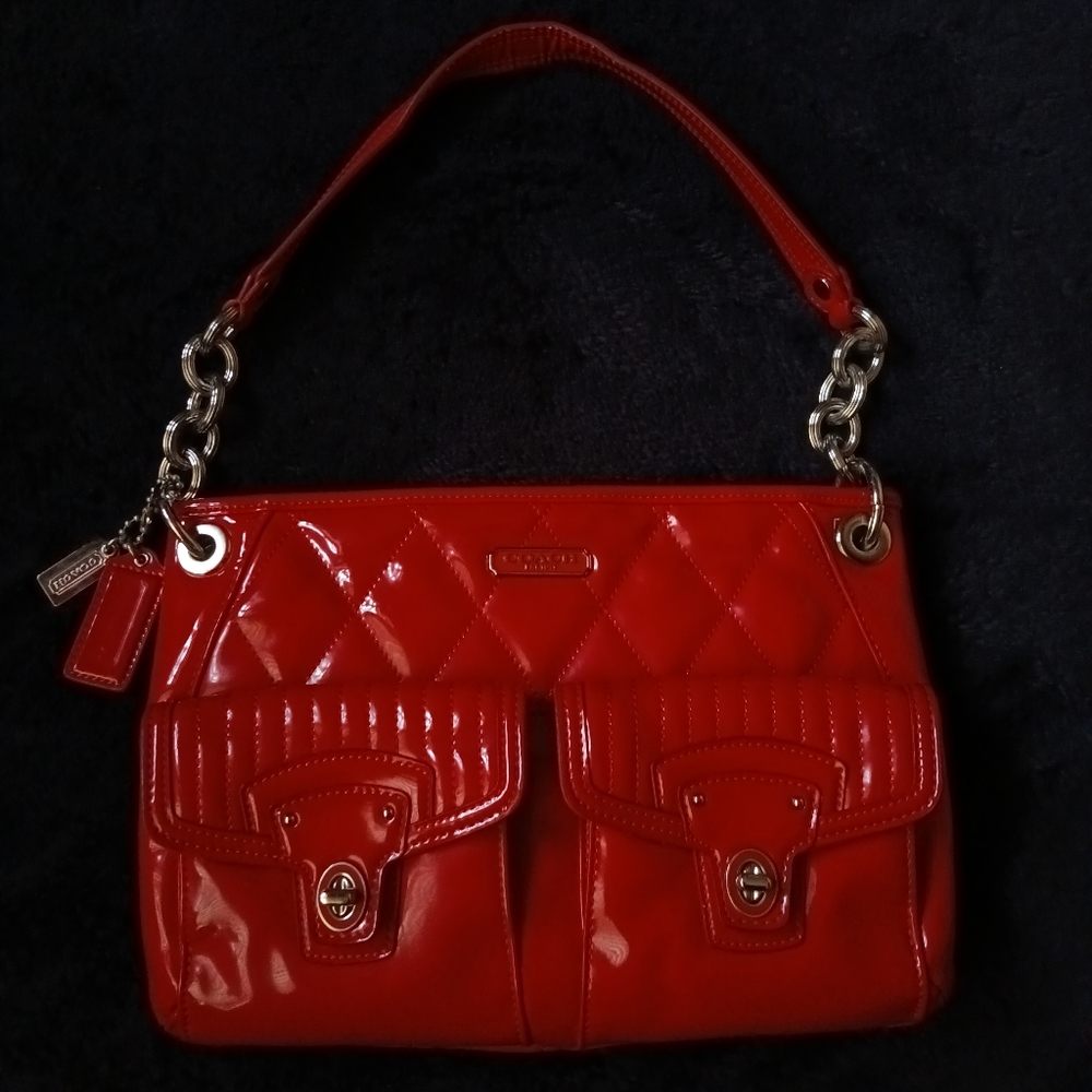 Coach poppy liquid gloss hippie double turn lock bag